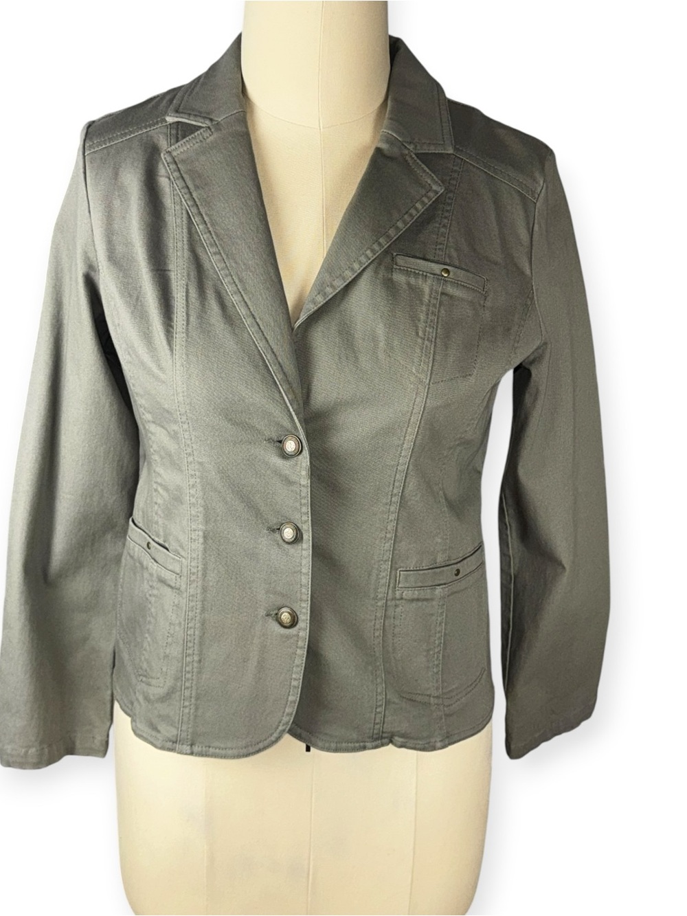 FDJ French Dressing Green Washed Stretch Denim Blazer Jacket M